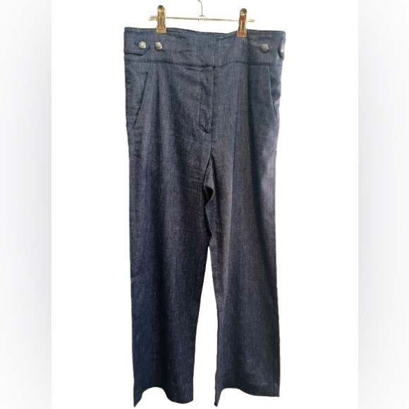 Veronica Beard Aubrie Crop Flare Linen Blend Pants - Picture 8 of 15